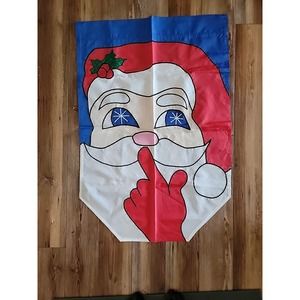 Vintage SANTA CLAUS Applique Garden/ Wall Flag 28 X 40 Heavy Duty Decorative